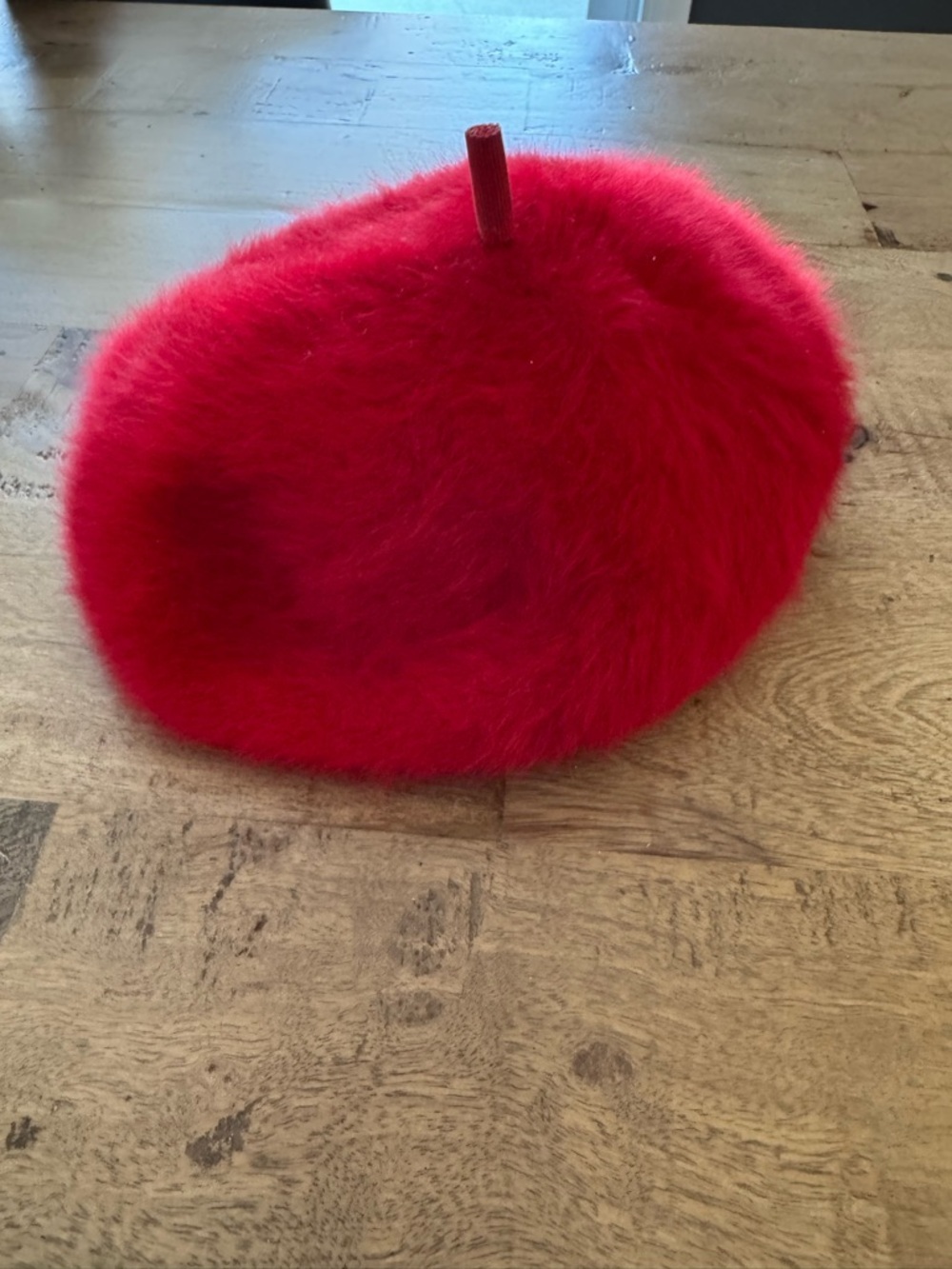 Vintage Kangol Angora Beret, Bright Red Fur Hat, Made in England